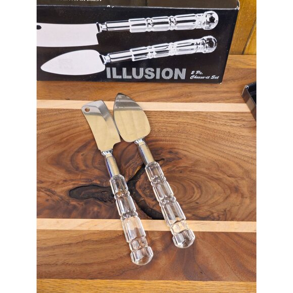 Illusion 2-Piece Cheese Knife & Spreader Set With Acrylic Handles & Stainless St - Picture 5 of 8